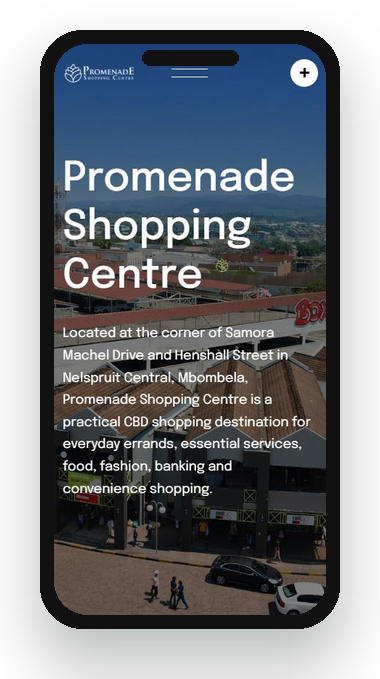 Promenade Shopping Centre site on a phone
