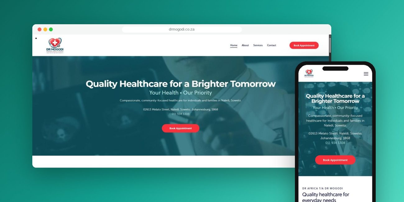 Dr Mogodi website on desktop and mobile