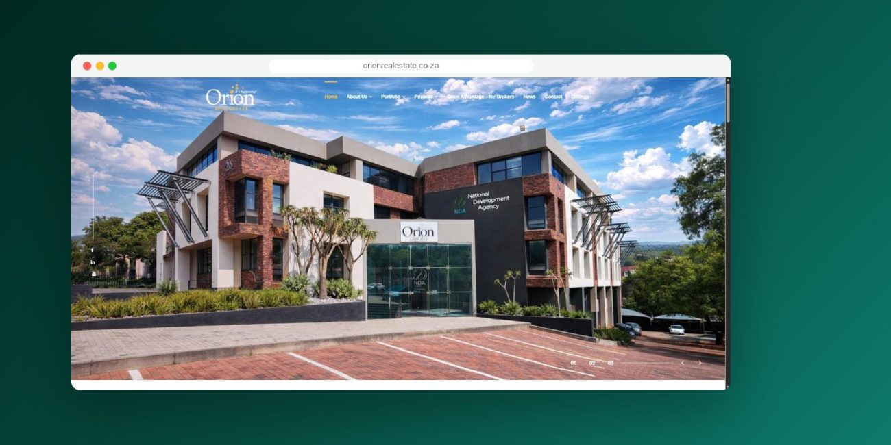 Orion Real Estate website by Infinix Digital