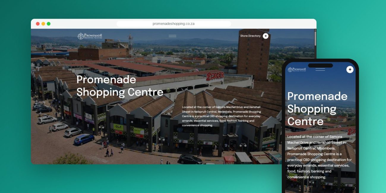 Promenade Shopping Centre website on desktop and mobile