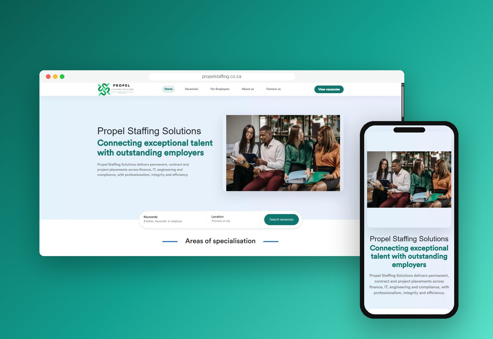 Propel Staffing Solutions website and job board